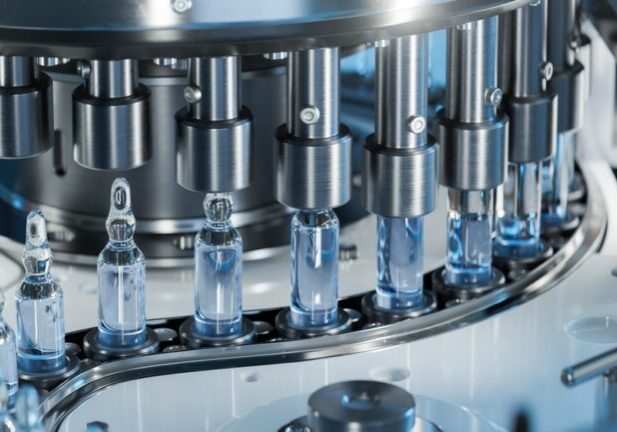 Close-up,Of,Medical,Ampoule,Production,Line,At,Modern,Modern,Pharmaceutical